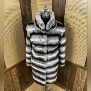 Rex Rabbit Fur Coat dyed to resemble Chinchilla